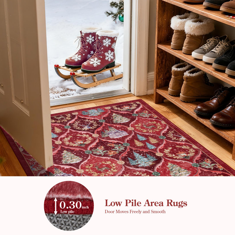 The Holiday Aisle® Laraven Christmas World Full-Coverage Rug